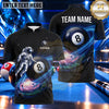 Maxcorners Cosmic Astronaut Galaxy 8 Ball Billiards Multiple Options Personalized Name, Team Name 3D Shirt