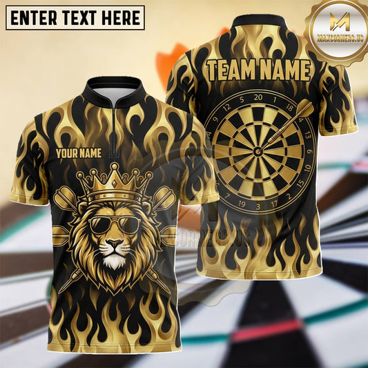 Maxcorners Lion King Royal Crown Flame Dartboard Multiple Options Personalized Name, Team Name 3D Shirt