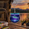 Maxcorners Neon Purple Night Fishing Artwork Personalized Name 2D Acrylic Keychain Ornament (8 Fish Species)