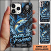 Maxcorners Fishing Skull Hook Grunge Artwork Multiple Options Personalized Name Phone Case (13 Fish Species)