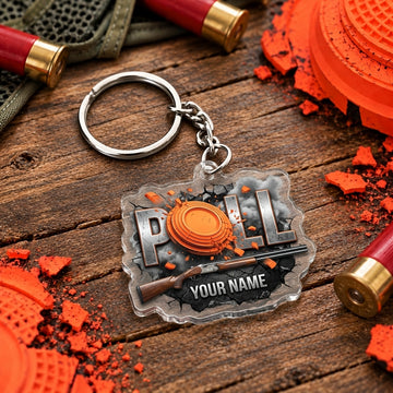 Maxcorners Industrial Shotgun Clay Target Explosion Trap Shooting Personalized Name Acrylic Keychain