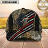 Maxcorners Black Red Silver Racing Stripe Camo Duck Hunting With Dogs Multi Options Personalized Name 3D Cap