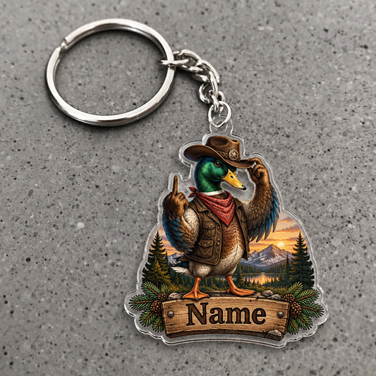 Maxcorners Mallard Duck Hunting Cowboy Wilderness Adventure Custom Name Trap Hunting Custom Gift 2D Flat Acrylic Ornament, Keychain
