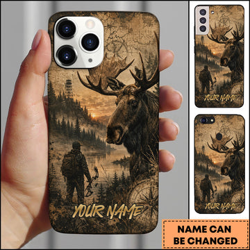 Maxcorners Hunting Moose Lake Wilderness Personalized 3D Phone Case