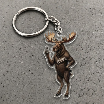 Maxcorners Moose Hunting Funny Middle Finger Wildlife Personalized Design Custom Name Hunting Custom Gift 2D Flat Acrylic Ornament, Keychain