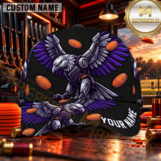 Maxcorners Eagle Wings Shotgun Artwork Trap Shooting Personalized Name 3D Cap