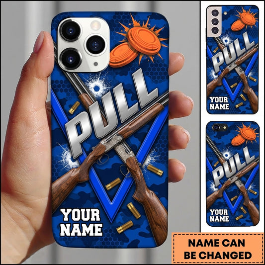 Maxcorners Double Shotgun Chevron Pull Clay Target Personalized Name Trap Shooting Phone Case