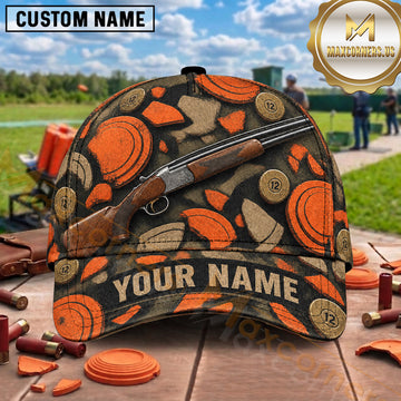 Maxcorners Trap Shooting Clay Target Camouflage Pattern Multiple Options Personalized Name 3D Cap