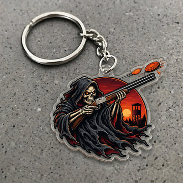 Maxcorners Grim Reaper Flowing Cloak Shotgun Design Custom Name Trap Shooting Custom Gift 2D Flat Acrylic Ornament, Keychain