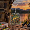 Maxcorners Rustic Woodland Fishing Artwork Personalized Name 2D Acrylic Keychain Ornament (8 Fish Species)