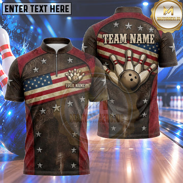 Maxcorners UK Bowling Jersey City Skyline Patriotic Flag Multiple Options Personalized Name, Team Name 3D Shirt
