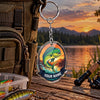 Maxcorners Retro Orange Sunset Fishing Artwork Personalized Name 2D Acrylic Keychain Ornament (8 Fish Species)