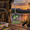 Maxcorners Purple Neon Fishing Artwork Personalized Name 2D Acrylic Keychain Ornament (8 Fish Species)