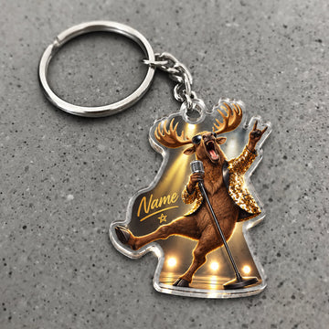 Maxcorners Deer Disco Dancer Party Character Custom Name Trap Hunting Custom Gift 2D Flat Acrylic Ornament, Keychain
