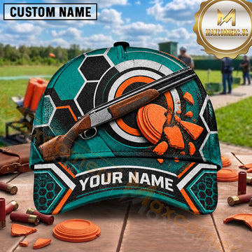 Maxcorners Trap Shooting Geometric Shotgun Clay Targets Multiple Options Personalized Name 3D Cap