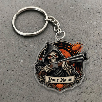 Maxcorners Grim Reaper Double Barrel Shotgun Design Custom Name Trap Shooting Custom Gift 2D Flat Acrylic Ornament, Keychain
