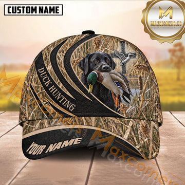 Maxcorners Black Wave Cross Marsh Camo Dog Hunting Multicolor Options Personalized Name 3D Cap