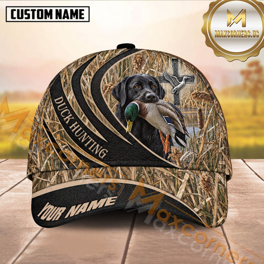 Maxcorners Black Wave Cross Marsh Camo Dog Hunting Multicolor Options Personalized Name 3D Cap