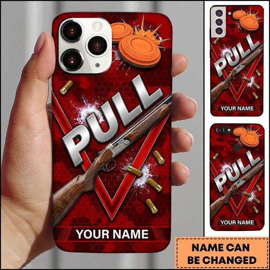 Maxcorners Sporting Clays Crest Pull Shotgun Shooting Personalized Name Trap Shooting Phone Case