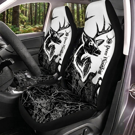 Maxcorners Black Deer Skull Hunting White Camo Car Seat Covers