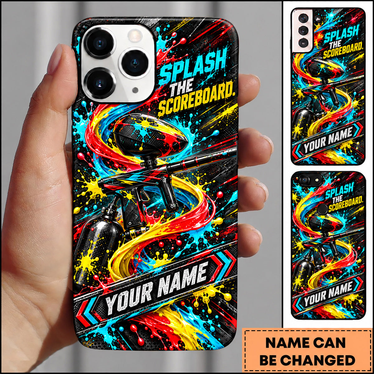 Maxcorners Paintball Splash The Scoreboard Speedball Personalized Name 3D Phone Case