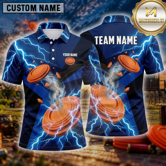 Maxcorners Trap Shooting Shirt Lightning Clay Explosion Multiple Options Personalized Name, Team Name 3D Shirt