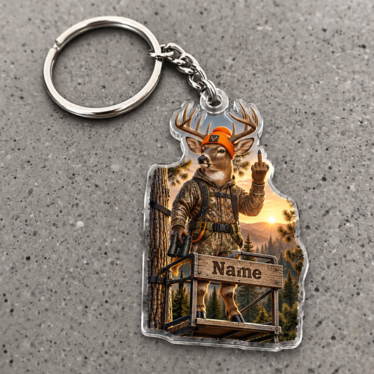 Maxcorners Moose Hunting Rustic Wilderness Outdoorsman Custom Name Trap Hunting Custom Gift 2D Flat Acrylic Ornament, Keychain