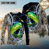 Maxcorners Fishing Hook Water Splash Camouflage Personalized Name 3D Long Sleeve Shirt ( 13 Fish Species)