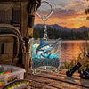 Maxcorners Bold Fishing Typography Artwork Personalized Name 2D Acrylic Keychain Ornament (8 Fish Species)