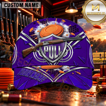 Maxcorners Crossed Shotguns Target Shield Trap Shooting Personalized Name 3D Cap