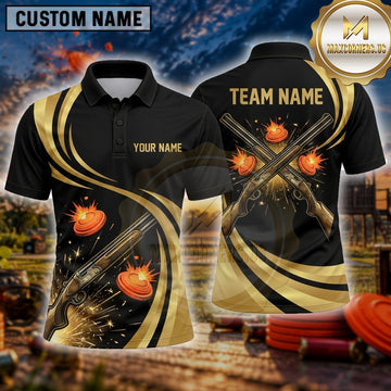 Maxcorners Trap Shooting Shirt Clay Shooting Golden Wing Emblem Multiple Options Personalized Name, Team Name 3D Shirt