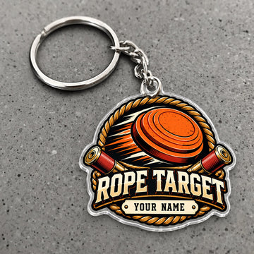 Maxcorners Trap Shooting Rope Target Rustic Clay Target Badge Custom Name Custom Gift 2D Flat Acrylic Ornament, Keychain