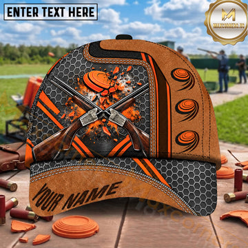 Maxcorners Trap Shooting Crossed Shotguns Honeycomb Pattern Multiple Options Personalized Name 3D Cap