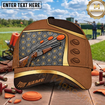 Maxcorners Trap Shooting Double Barrel Shotgun Clay Targets Multiple Options Personalized Name 3D Cap