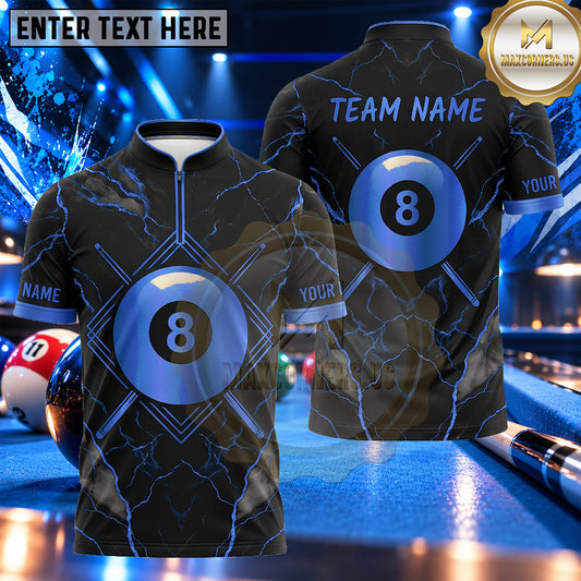 Maxcorners Cracked Marble Lightning 8 Ball Pool Multiple Options Personalized Name, Team Name 3D Shirt