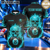 Maxcorners Haunted Skull Electric Flames Billiards Multiple Options Personalized Name, Team Name 3D Shirt