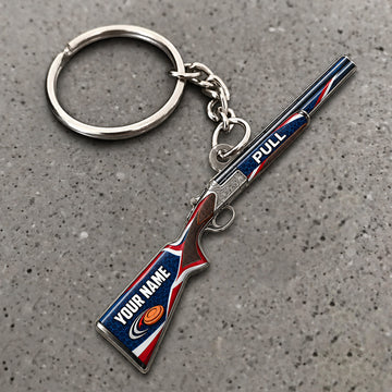 Maxcorners Shotgun Patriotic Racing Stripe Design Custom Name Trap Shooting Custom Gift 2D Flat Acrylic Ornament, Keychain