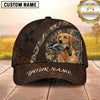 Maxcorners Dark Brown Leather Cross Strap Duck Hunting With Dogs Multi Options Personalized Name 3D Cap