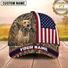 Maxcorners Patriotic American Flag Marsh Camo Duck Hunting With Dogs Multi Options Personalized Name 3D Cap