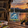 Maxcorners Blue Wave Fishing Emblem Personalized Name 2D Acrylic Keychain Ornament (8 Fish Species)