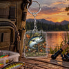 Maxcorners Rustic Woodland Fishing Artwork Personalized Name 2D Acrylic Keychain Ornament (8 Fish Species)