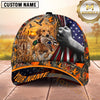 Maxcorners Dog Hunting And Duck Hunting American Flag Woodland Design Multiple Options Personalized Name 3D Cap