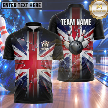 Maxcorners UK Flag Bowling Shirt Modern Abstract Union Jack Multiple Options Personalized Name, Team Name 3D Shirt