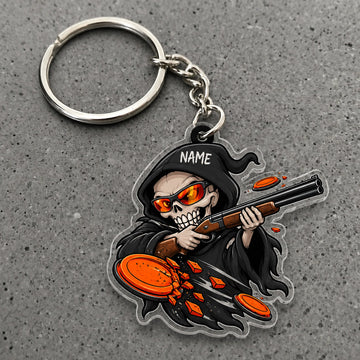 Maxcorners Grim Reaper Shooter Cap Clay Targets Custom Name Trap Shooting Custom Gift 2D Flat Acrylic Ornament, Keychain