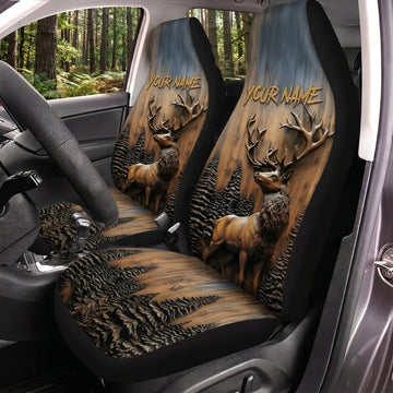 Maxcorners Deer Hunting Rustic Mountain Personalized Name Car Seat Covers