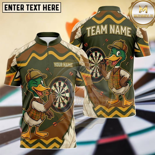 Maxcorners Hunting Duck Retro Camouflage Chevron Multiple Options Personalized Name, Team Name 3D Shirt