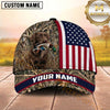 Maxcorners Patriotic American Flag Marsh Camo Duck Hunting With Dogs Multi Options Personalized Name 3D Cap