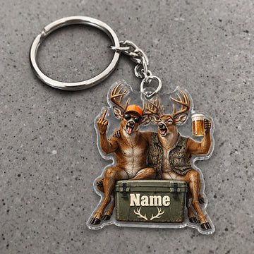 Maxcorners Deer Hunting Friends Beer Cooler Outdoor Custom Name Trap Hunting Custom Gift 2D Flat Acrylic Ornament, Keychain