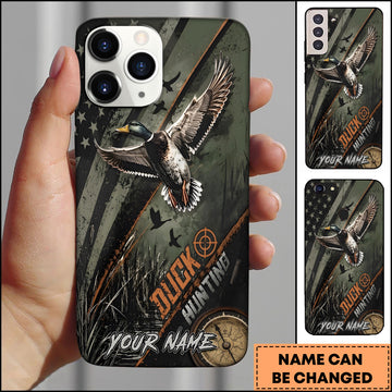 Maxcorners Duck Hunting Flying Mallard Outdoor Hunter Graphic Multiple Options Personalized Name Phonecase