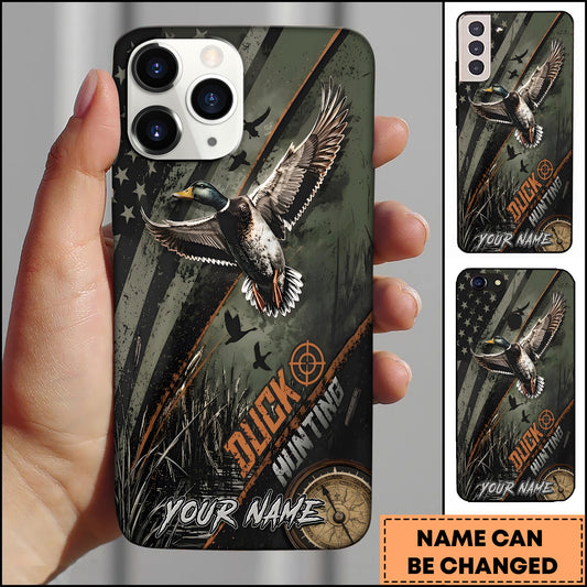 Maxcorners Duck Hunting Flying Mallard Outdoor Hunter Graphic Multiple Options Personalized Name Phonecase